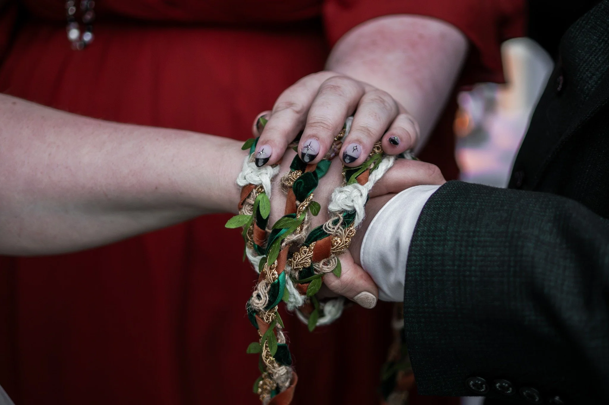 Ever thought of making handfasting a part of your special day?

This ancient Celtic tradition symbolises the binding together of the couple and created the phrase 'tying the knot'! - every day's a school day!

Here's Nicola and Sean using one of thei