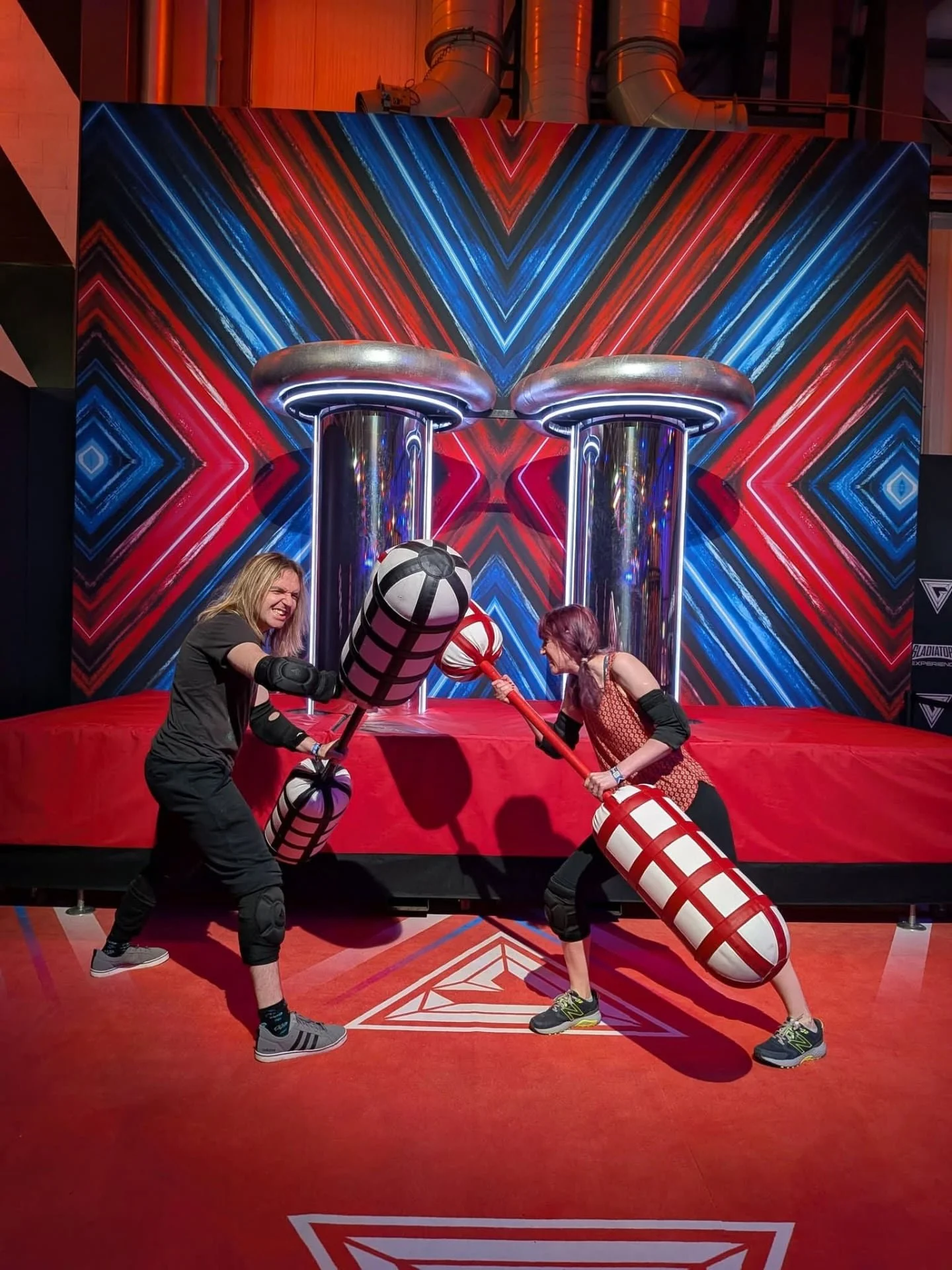 Well, we went to the Gladiators experience at Birmingham today and we learned two things about it:

1) It's a lot harder than it looks on the telly
2) I'm old and things hurt now when I do exercise 

Hey at least we got this cool photo! 😂