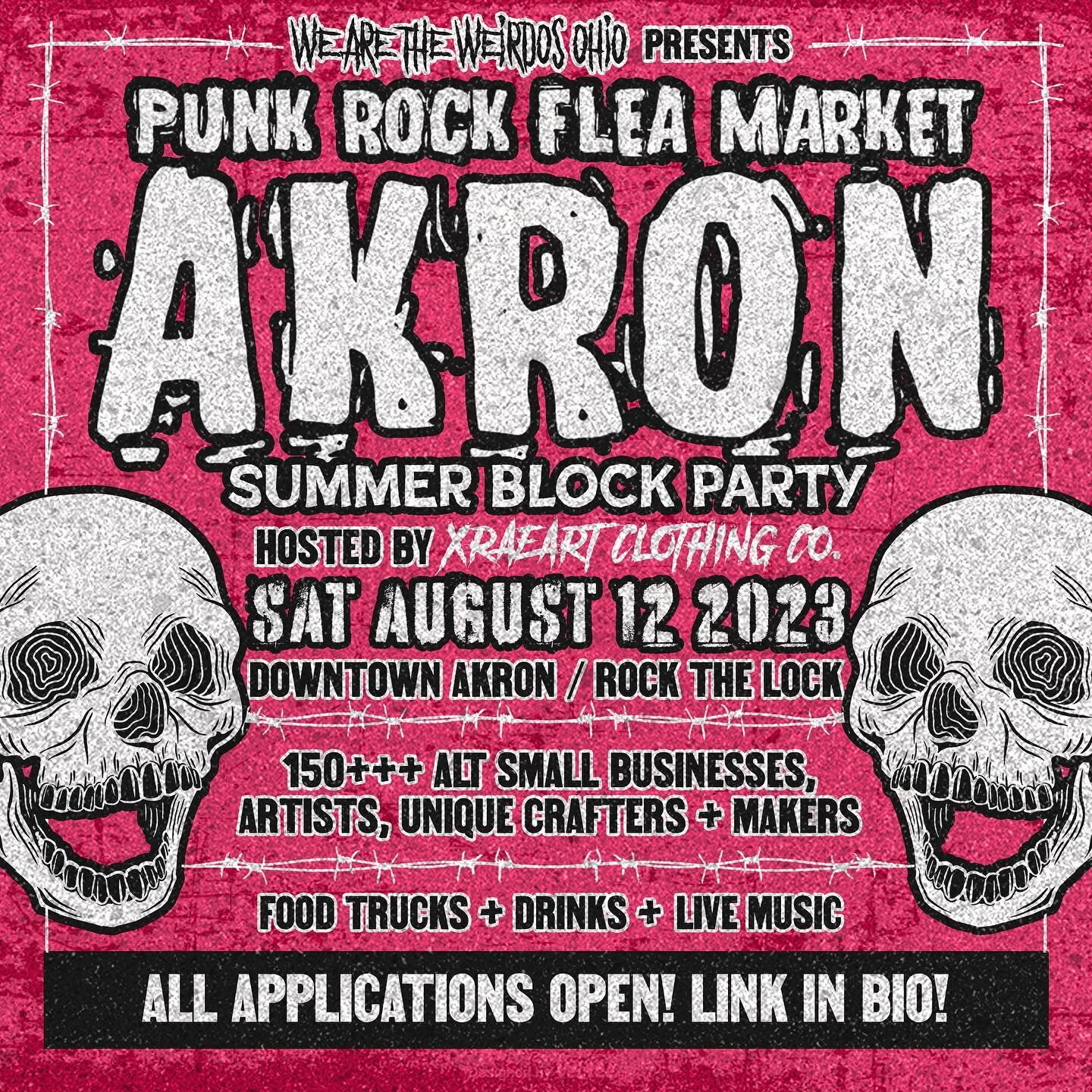 IT&rsquo;S MF&rsquo;ING TIME!!! 

Punk Rock Flea Market Akron is returning to downtown Akron this summer for our Summer Block Party on Saturday, August 12th 💀🤘🔥 11am - 6:30pm @ The Rock the Lock concert series located in Downtown Akron Ohio!

Ther