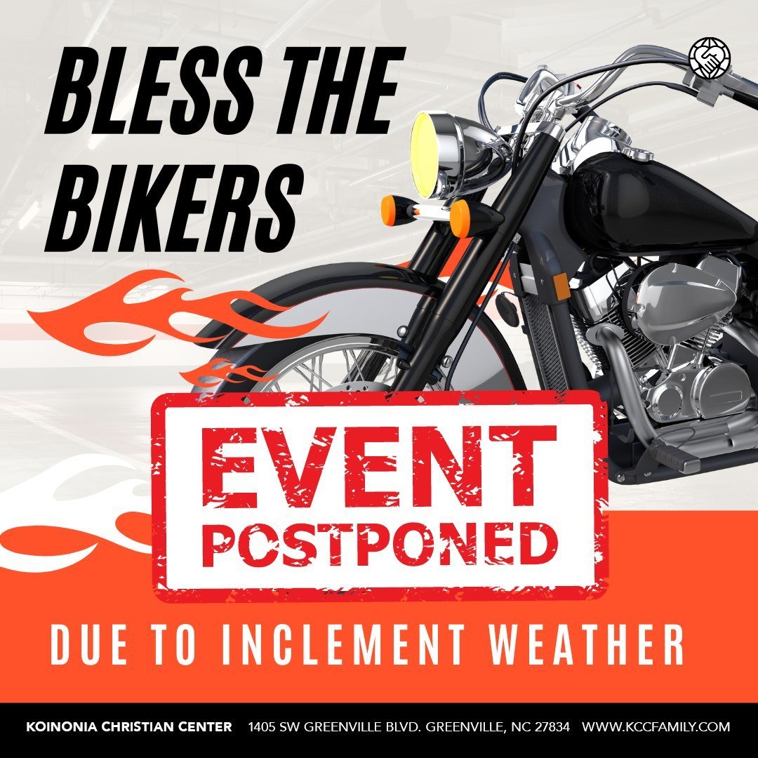 Due to inclement weather tomorrow, 🏍️🏍️🏍️ BLESS THE BIKERS 🏍️🏍️ will be rescheduled to May 19 at the 12 PM worship encounter. Although we are saddened, this excites us with the possibility of reaching even more bikers at this event. Help spread 