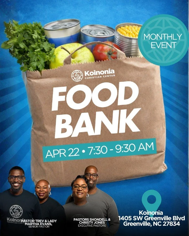 Join us as we serve our community! 🙌

The KCC Food Bank will be available on April 22 from 7:30&ndash;9:30 AM. Come be a part of making a difference and supporting those in need. We are ready to serve you! 💛 

 1405 Greenville Blvd SW, Greenville N