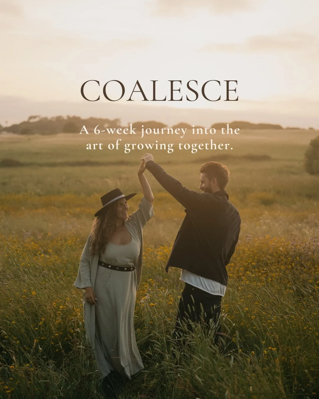 Coalesce 

A 6 week online journey for couples 

Rooted in intimacy, touch, play, curiosity and desire 

Practical, experiential &amp; for the relationships that wana keep it real&hellip; no fluff, no &ldquo;conscious couple&rdquo;, simply grounded &