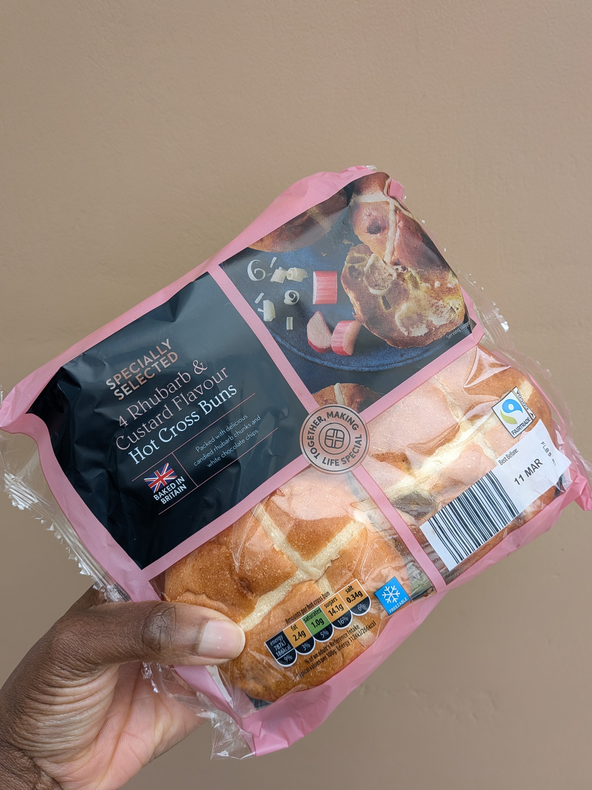 Aldi Specially Selected Rhubarb and Custard Hot Cross Buns