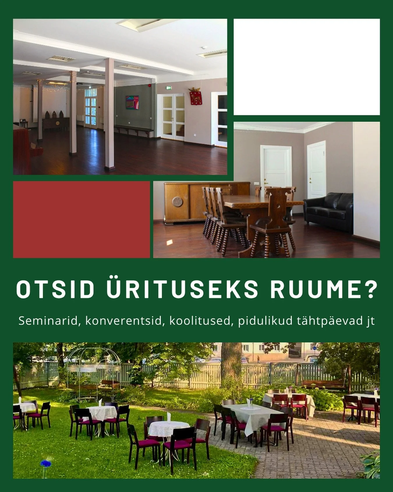 Otsid ruume, kus pidada m&otilde;nda vahvat &uuml;ritust v&otilde;i suviseid pidustusi? August on selleks ju viimane aeg!☀️
Broneeri ruumid kohe! Uuri l&auml;hemalt meie kodulehelt: link bios.