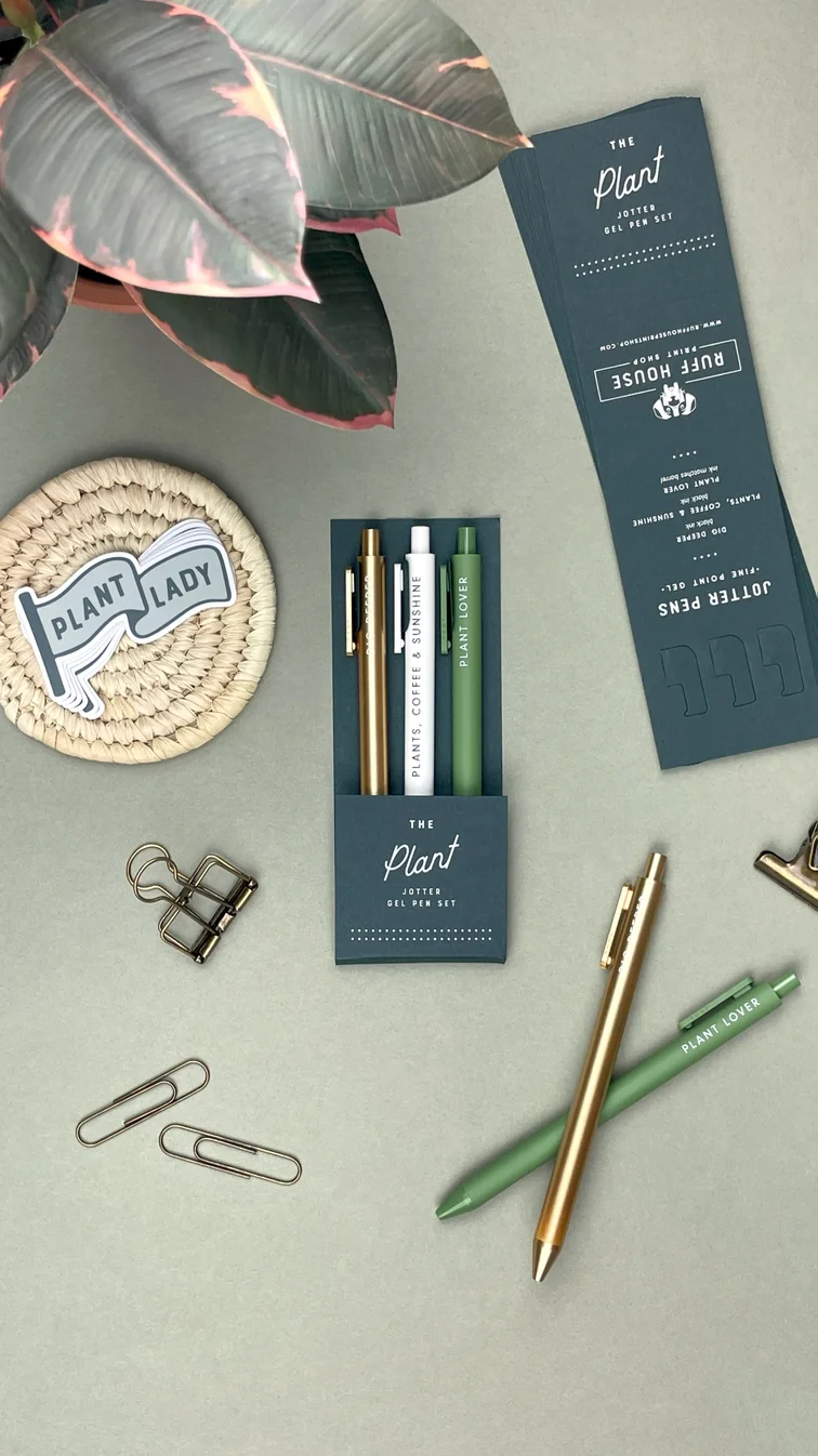 plant jotter gel pen set