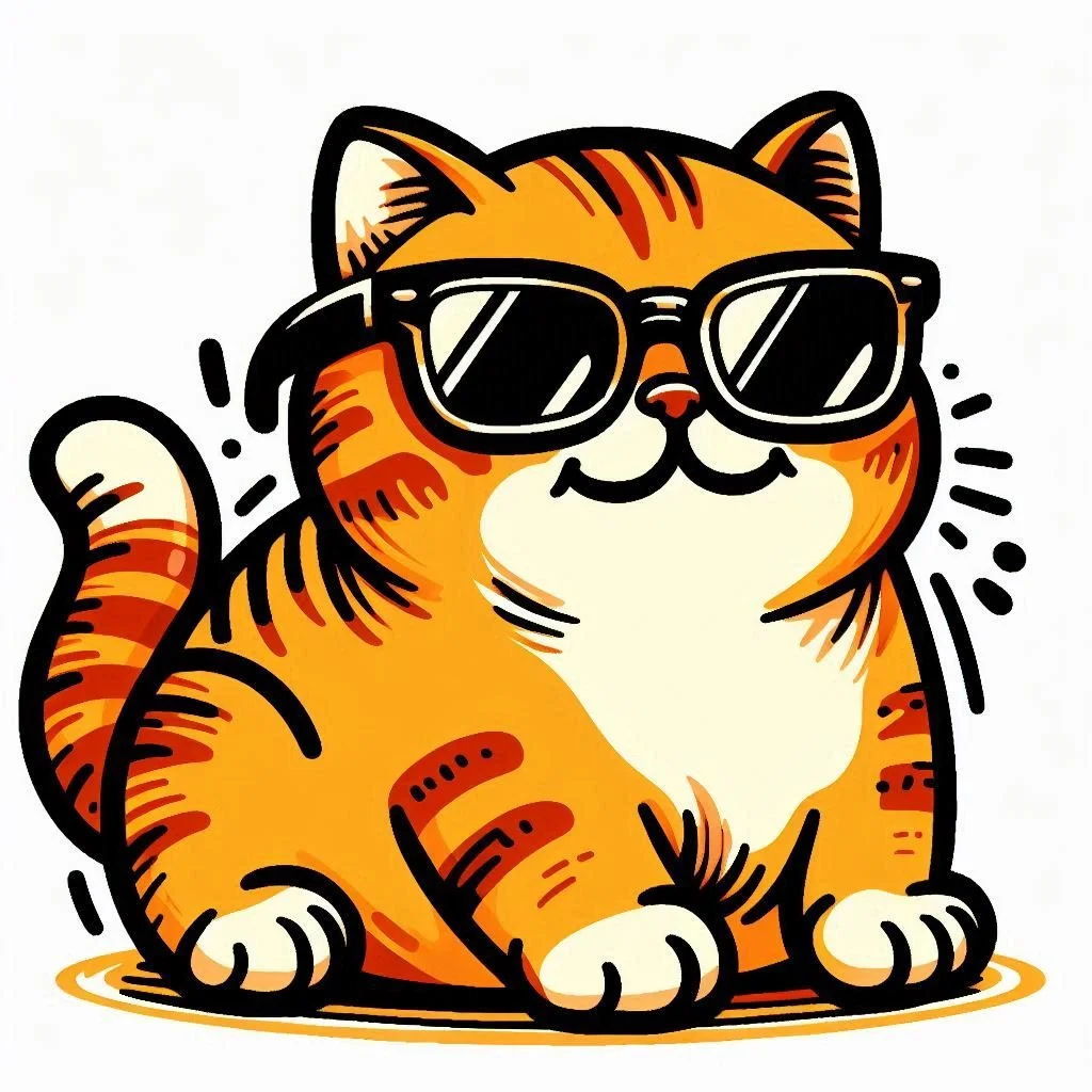 Gatito naranja con gafas de sol negras