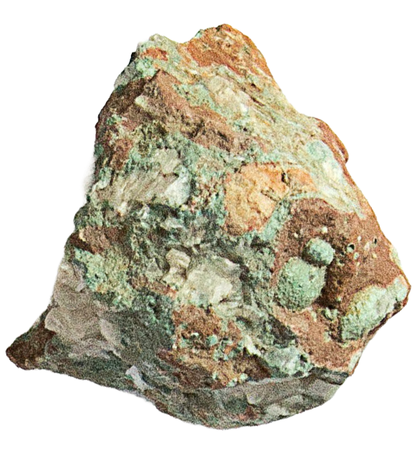 Floating green and beige rock or geode