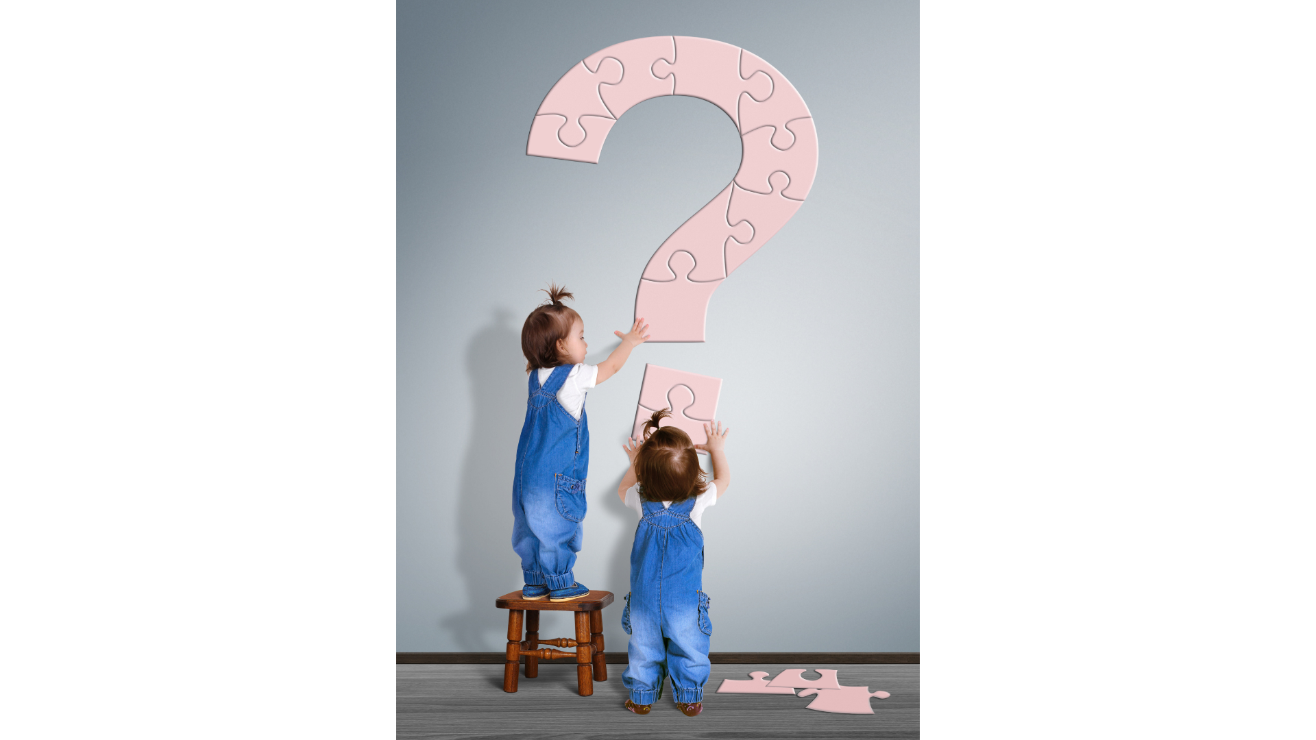 toddlers with question mark puzzle