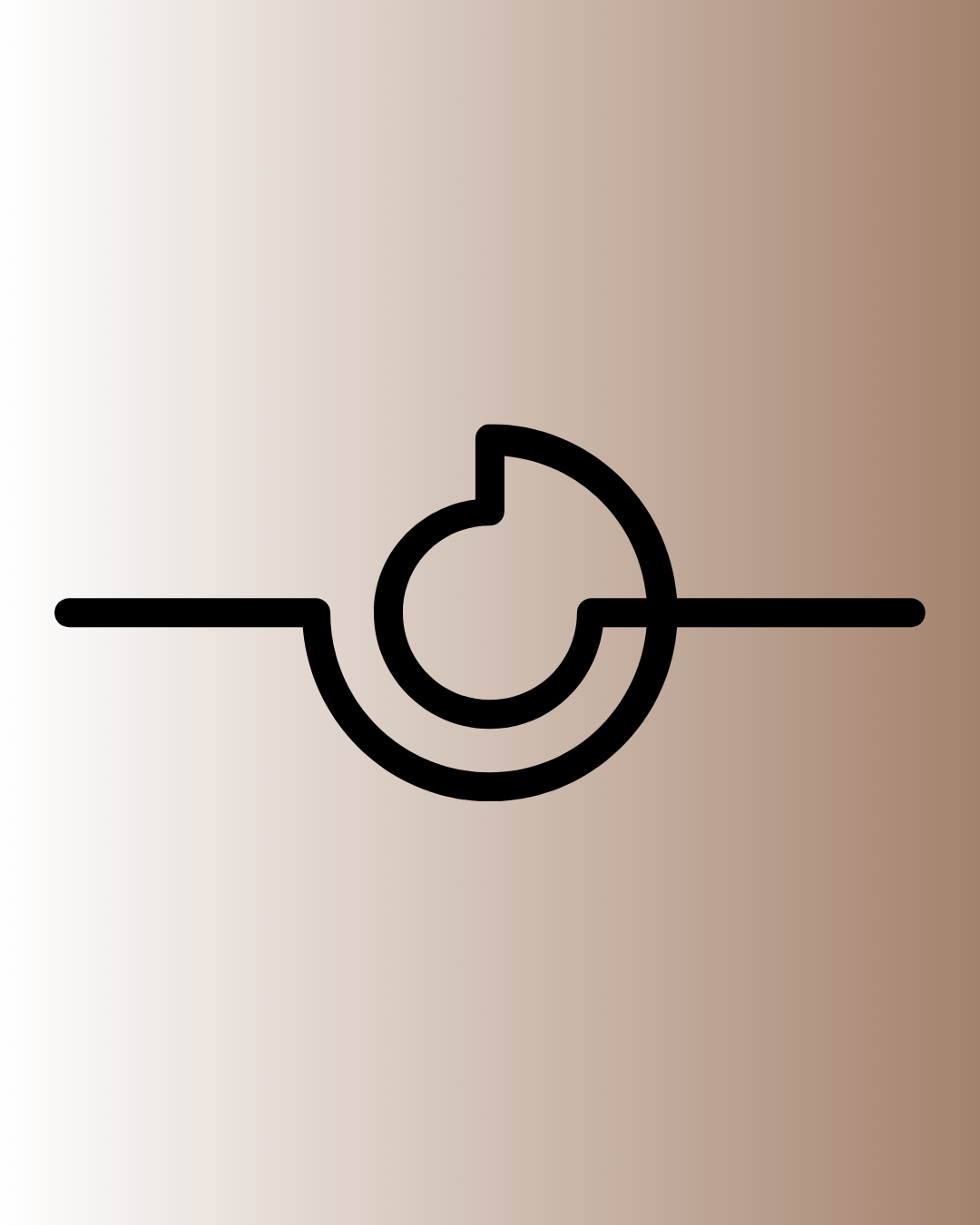Abstract black line art on a gradient beige background.