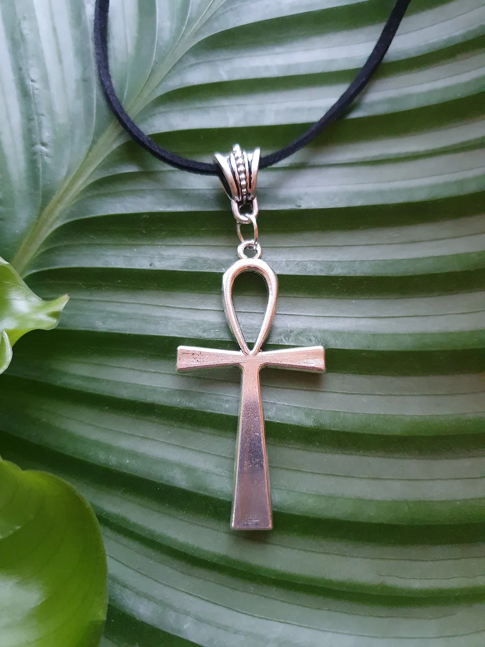 Ankh necklace on faux leather cord — MOONCHILD Holistic Healing