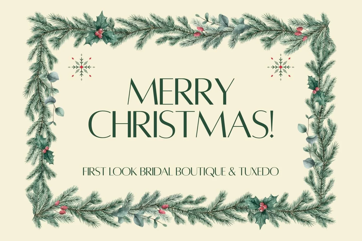First Look will be closed from December 21st through January 1st so our team can share the holiday cheer with friends and family. We will reopen on January 2nd.
Note: Scheduled appointments will still be honored during the break!
Wishing you a joyful