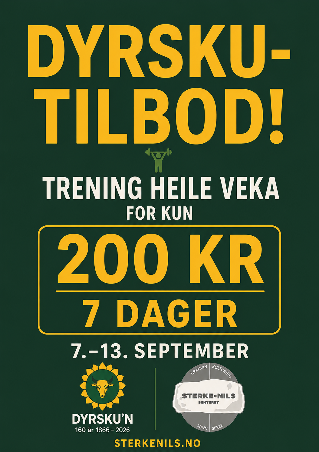 Dyrskutilbod på trening!
