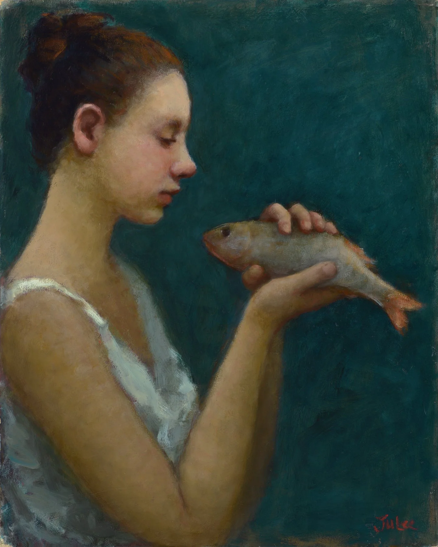 Fish Contemplating Girl 24x18