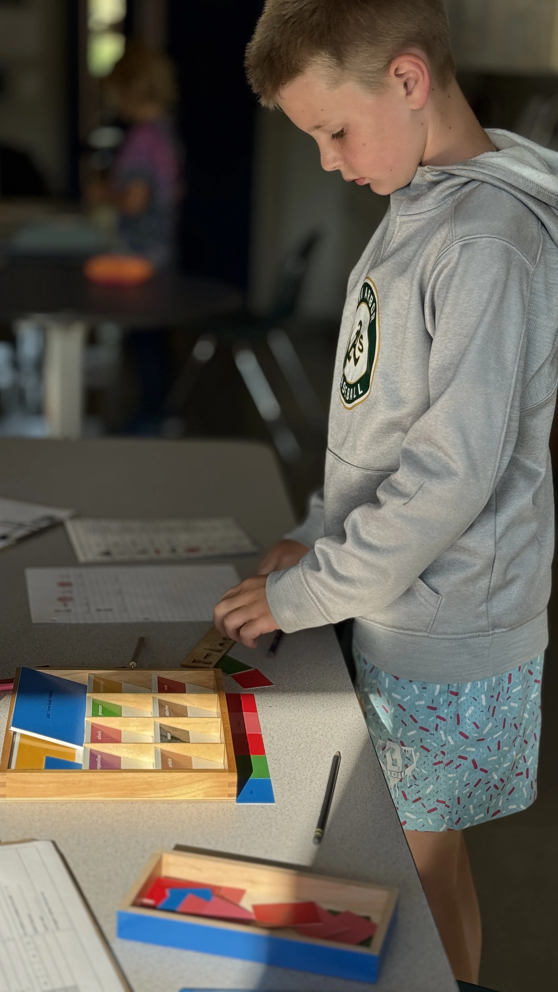 Montessori upper elementary student grammar work