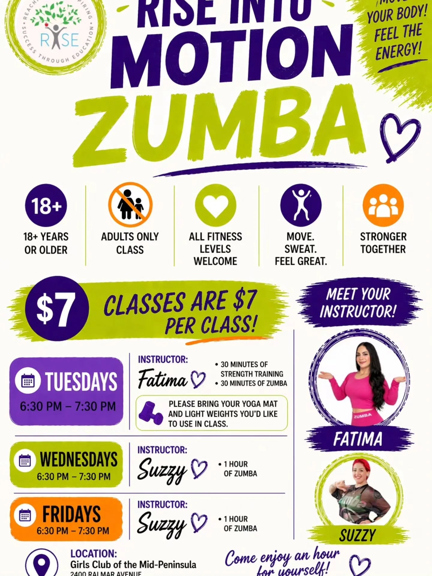 Join the movement: register now for classes that will empower and inspire you.🎉

&Uacute;nete al movimiento: inscr&iacute;bete ahora en clases que te empoderar&aacute;n e inspirar&aacute;n.🎉

Call Sandra for more info....650-575-0390