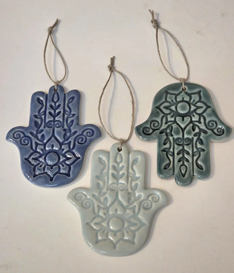 3 ceramic handmade hamsa hands