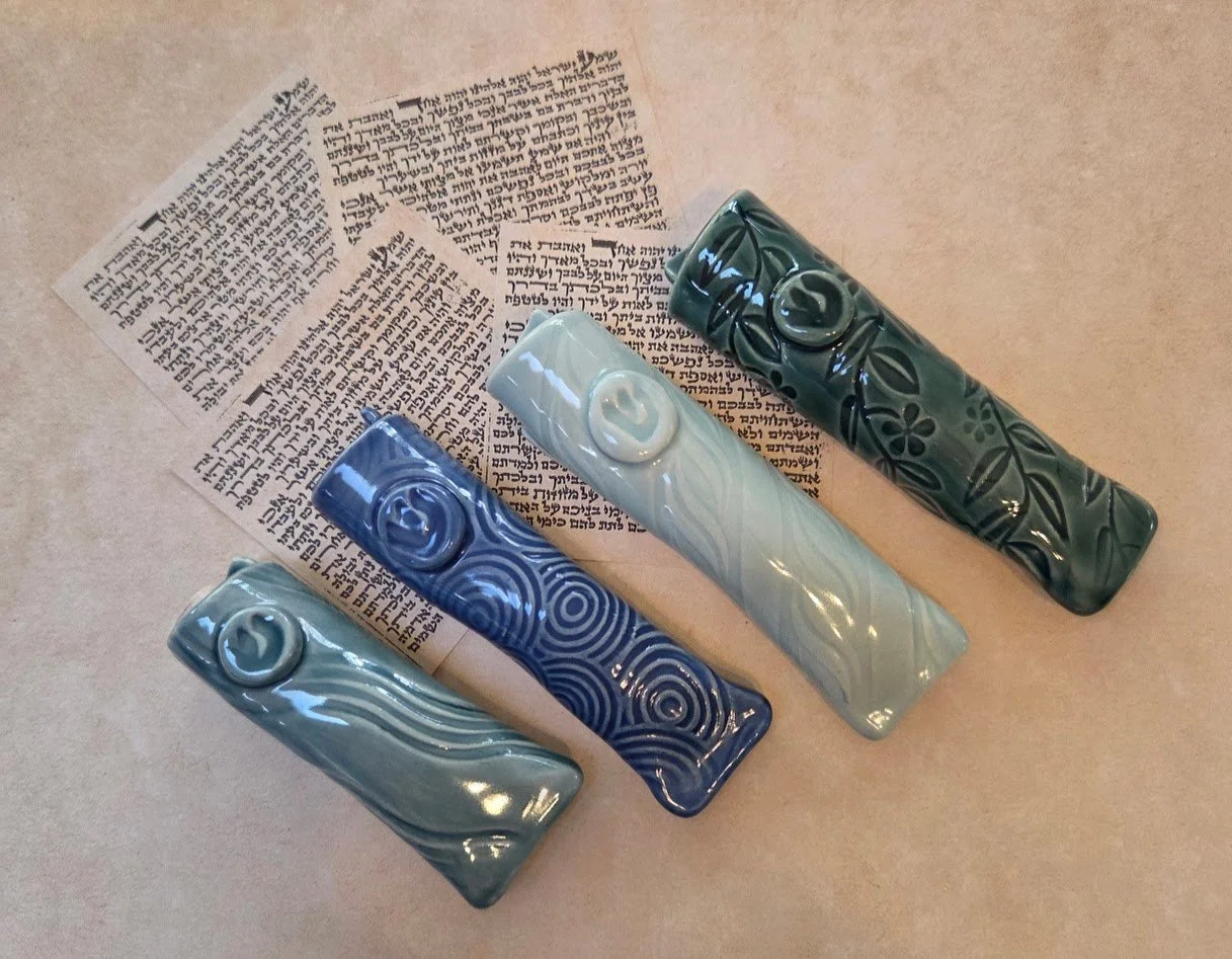 4 handmade mezuzot by Nancy Novell