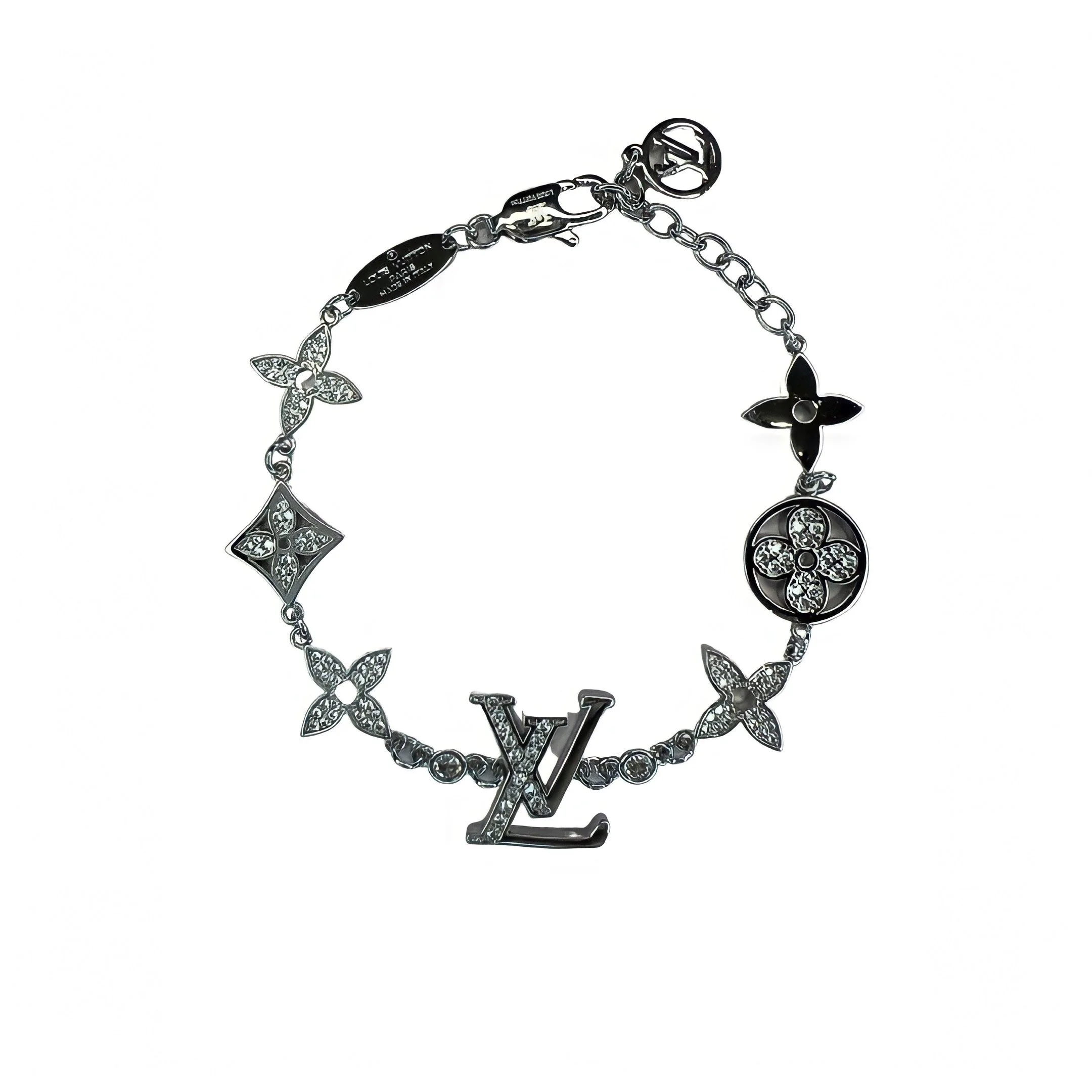 Silver Fashion Monogram Charm Bracelet
