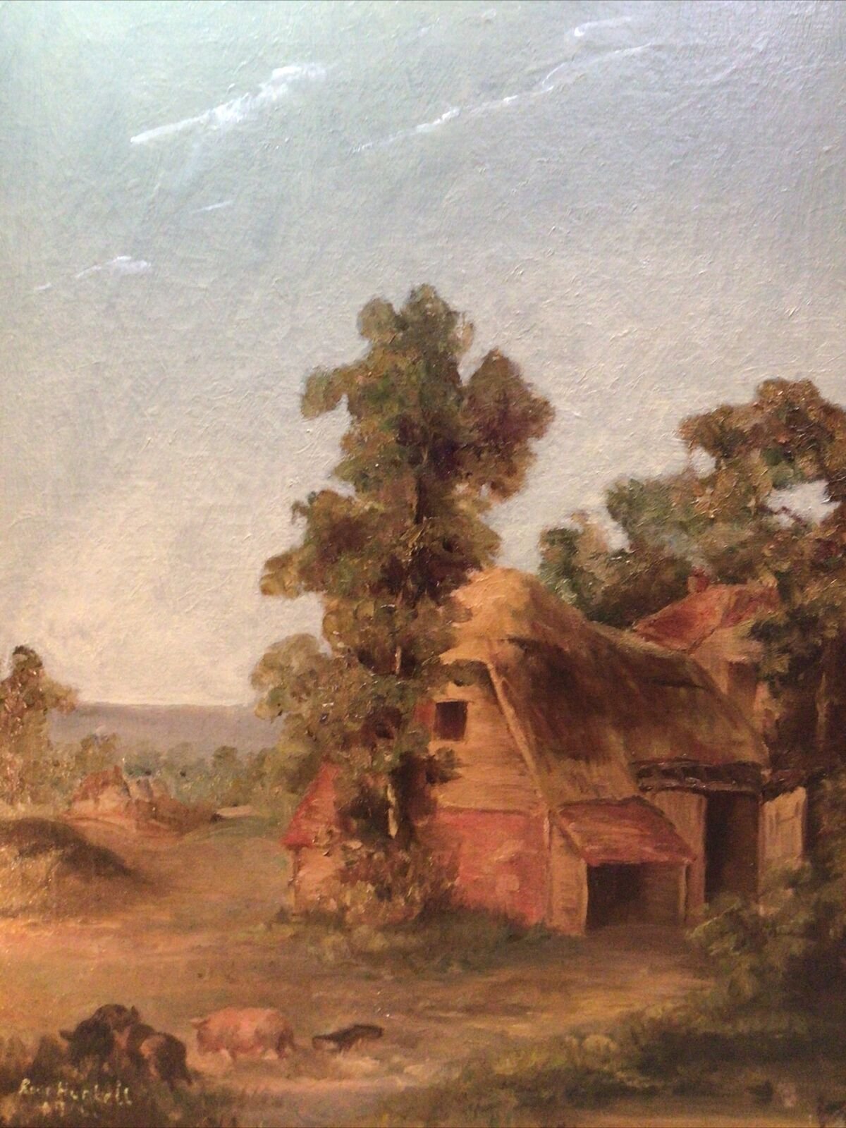 Signed Illegible Mid 19th Century Flemish Or Dutch Framed Oil Painting