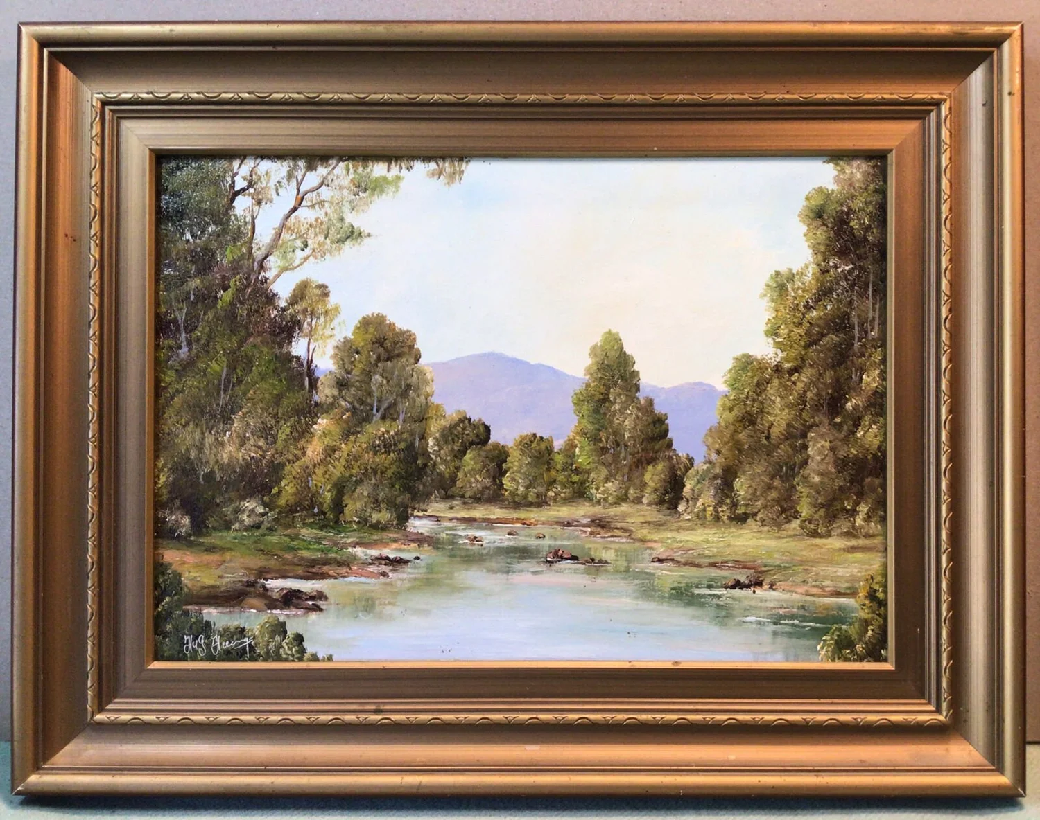 H A G Heerings River Scene Circa 1960s Framed Oil Painting
