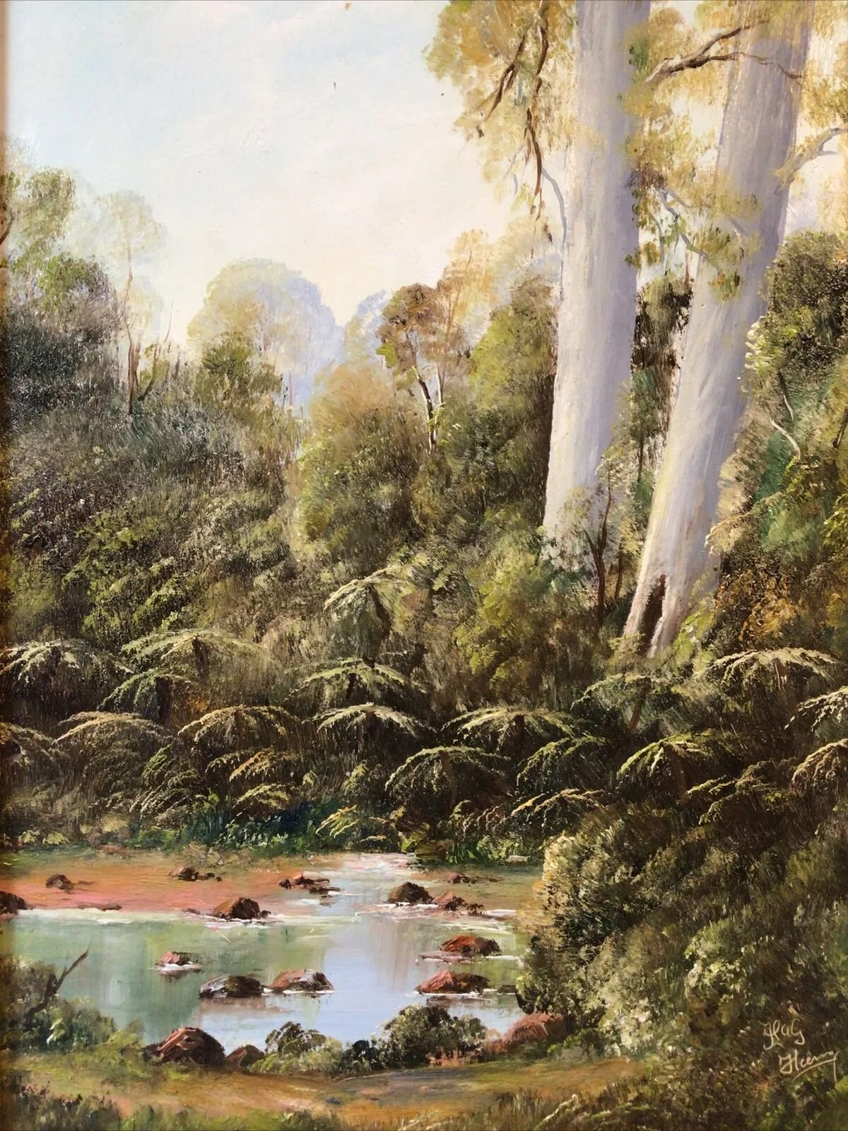 本物　油絵　オーストラリア　HAG Heerrings 絵画？ H.A.G Heerings Framed Landscape Oil Painting — Hatherley Fine Art