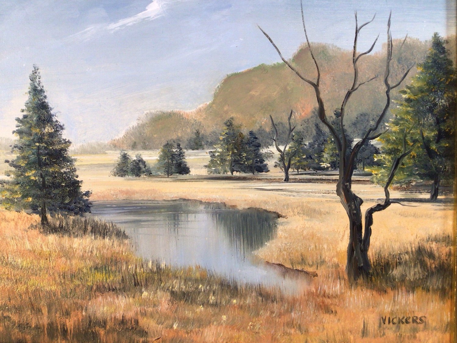 Artist Vickers Framed Landscape Oil Painting 1970s — Hatherley