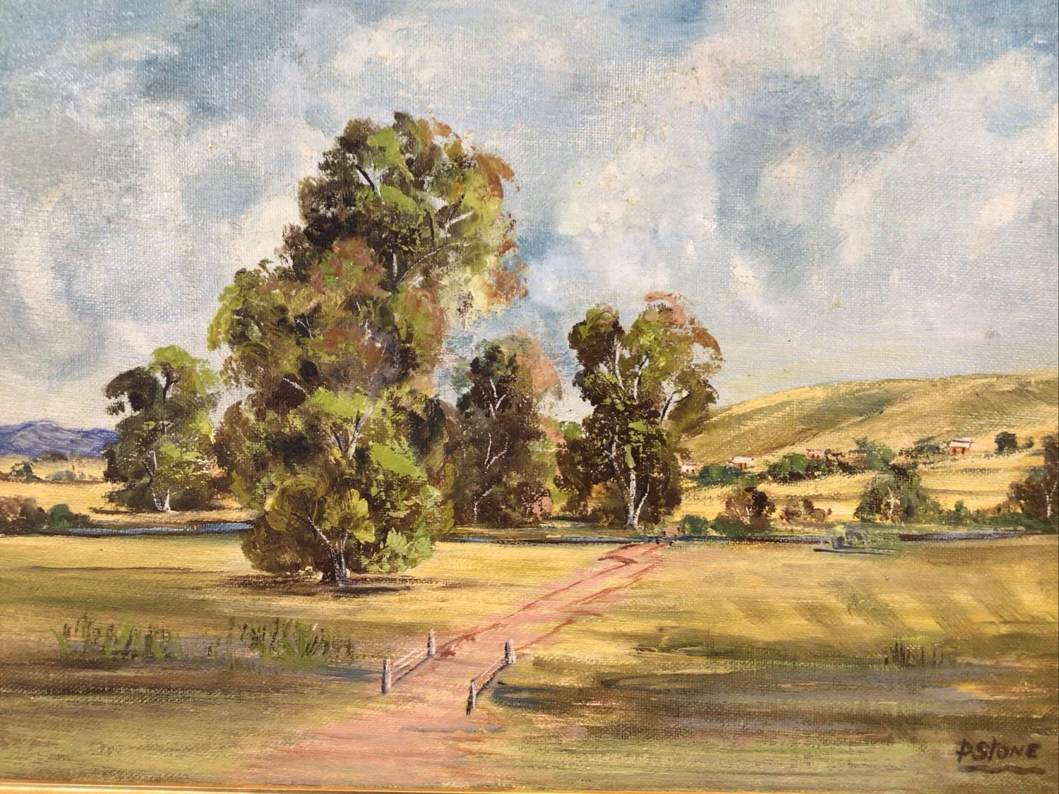 Artist P Stone Landscape Framed Oil Painting 1980s — Hatherley