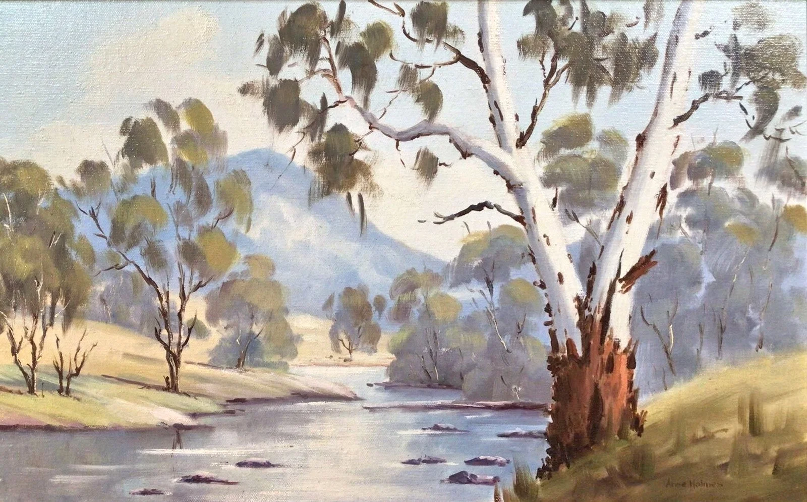 Brian S Mum Victorian River Scene Framed Oil Painting — Hatherley Fine Art
