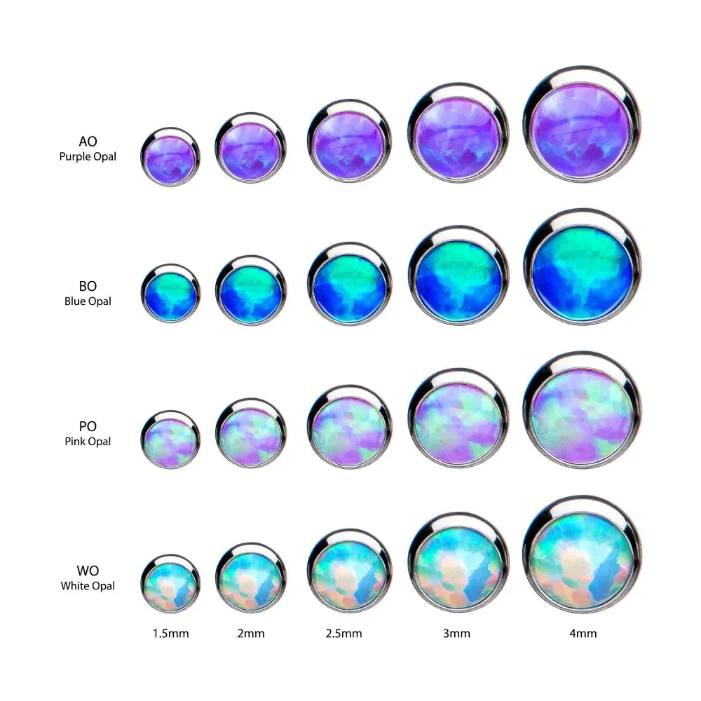 Titanium Threadless Bezel Set Synthetic Opal Front Facing Top