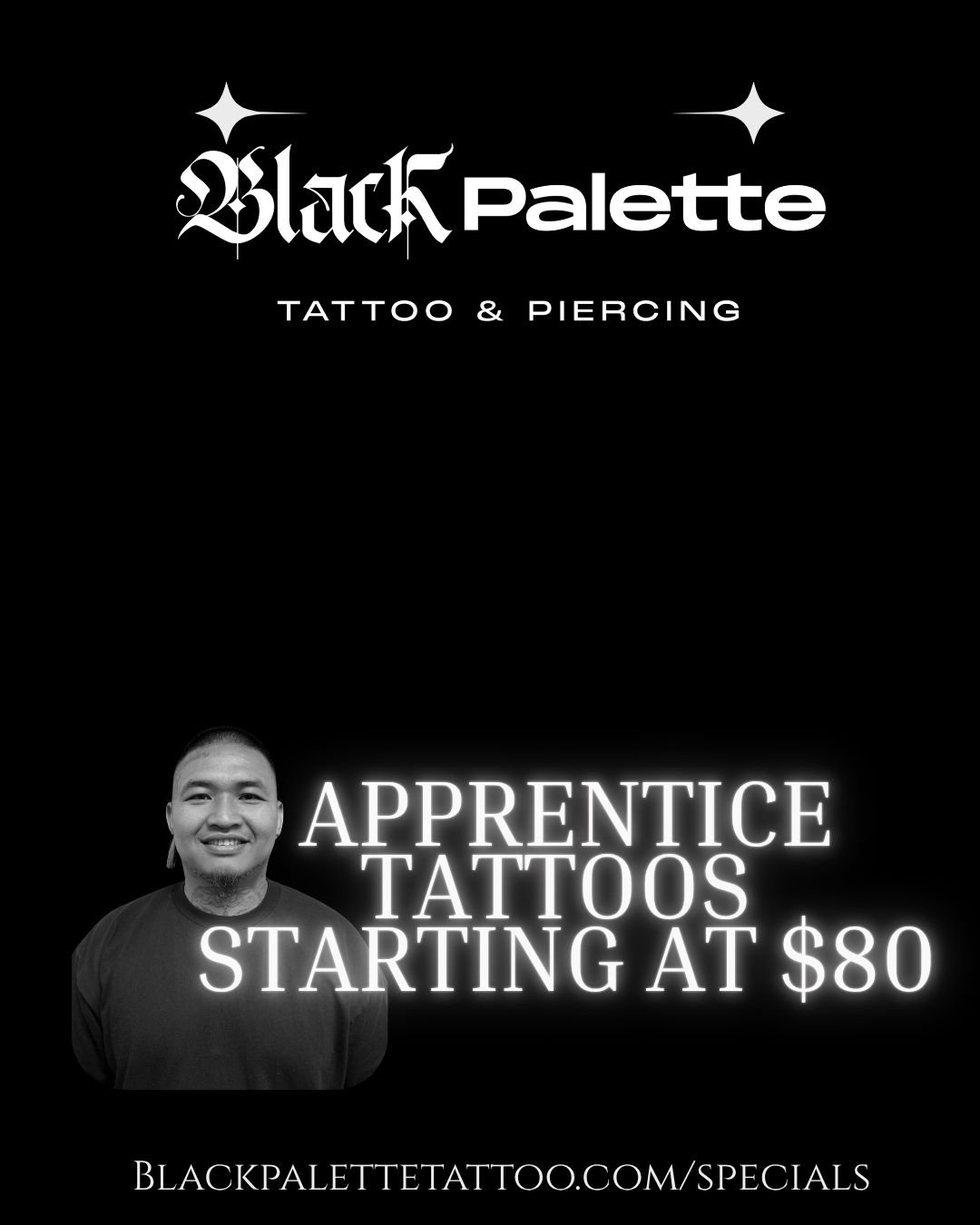 A person getting a tattoo, with text overlay advertising $80 Pokémon tattoos.