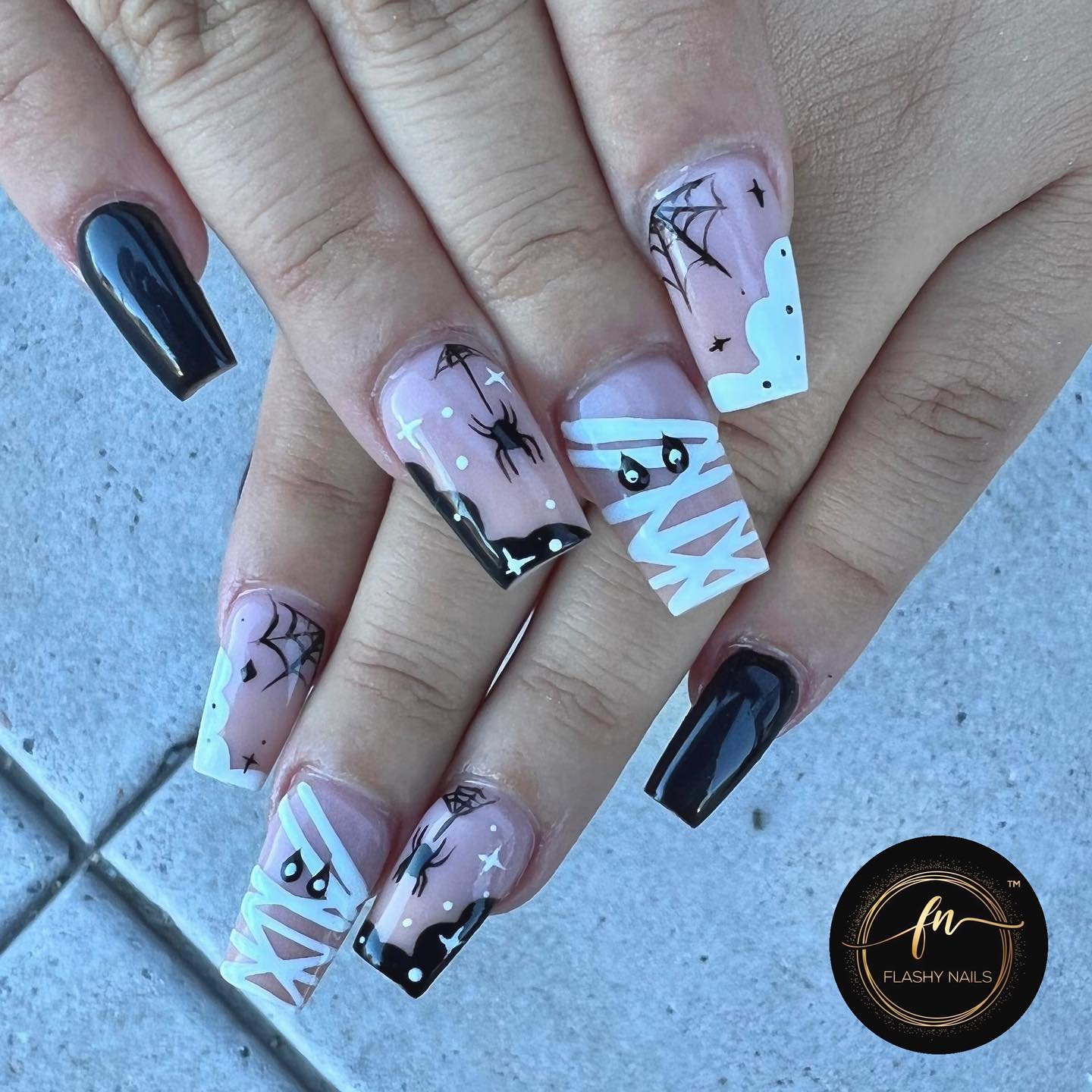pink and black playboy bunny nails, cute fish nails, boat fingernails,  purple dandelion make a wish nail art......nail art tutorials up for  friday! - Nail Art by Robin Moses