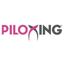 PILOXING logo with pink and black text and a stylized pink figure in the center
