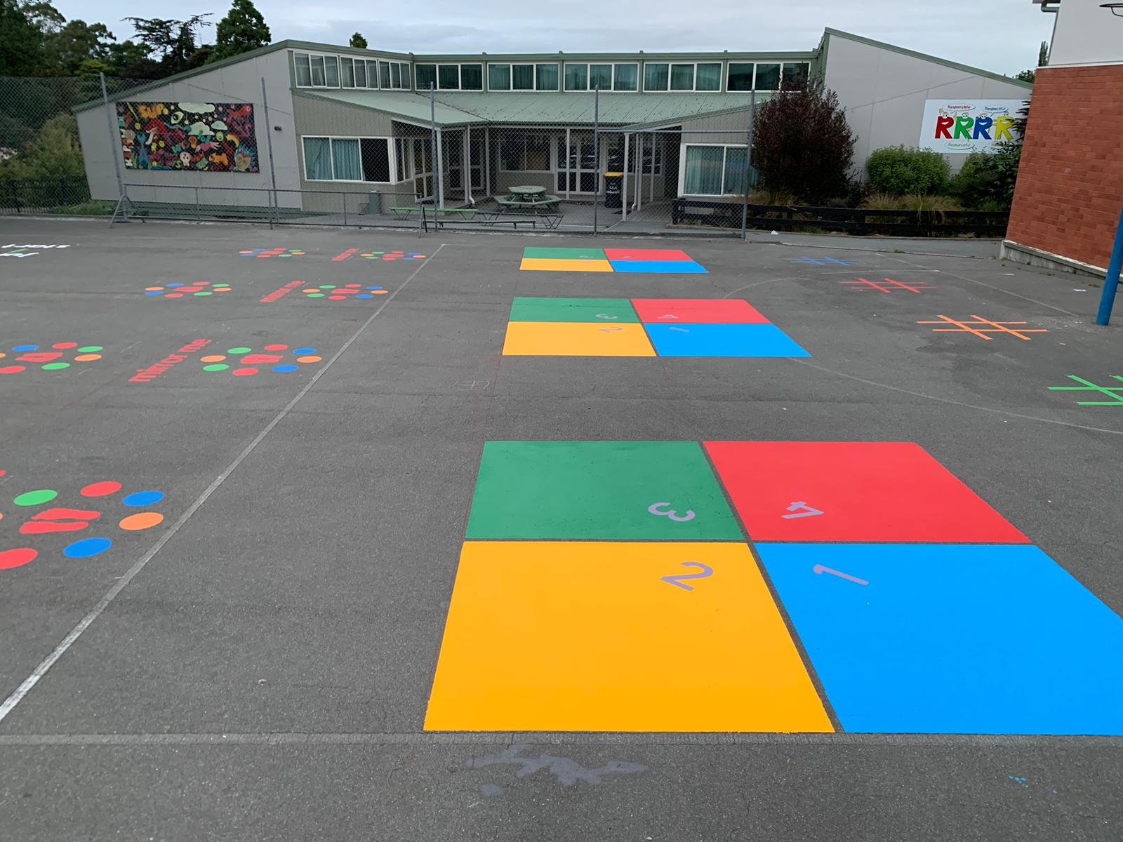 bright playground markings