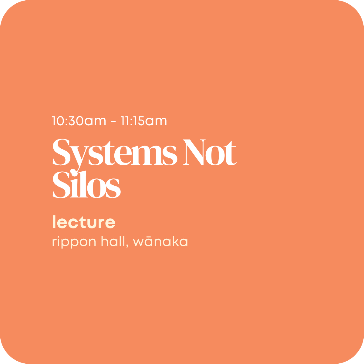 Systems Not Silos
