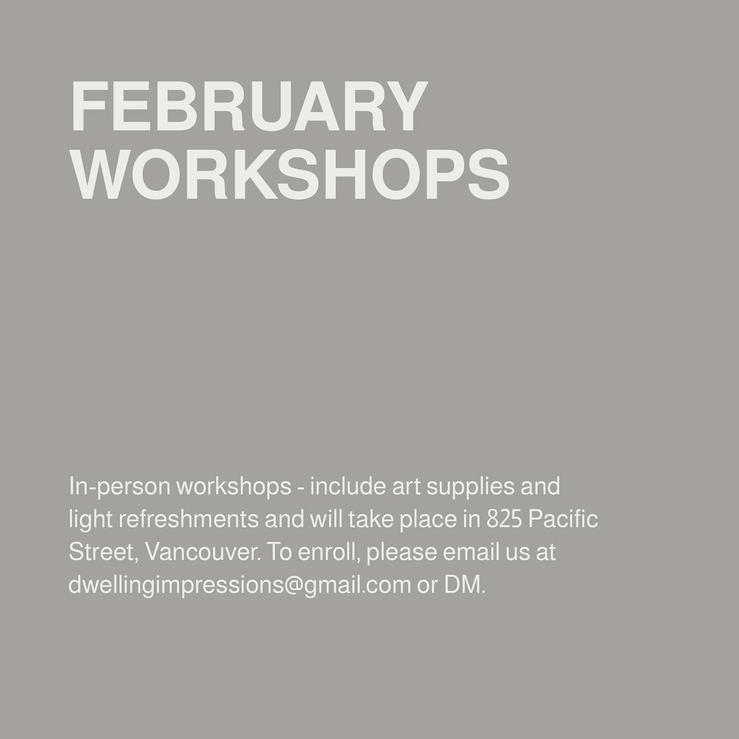 Announcing new dates for our workshop, &ldquo;The Limits of My World: The Hand-Drawn Sketch as a Method of Reflection.&rdquo;

Join us in person at Dwelling Impressions studio, 825 Pacific Street, Vancouver.

Select from the following date options:

