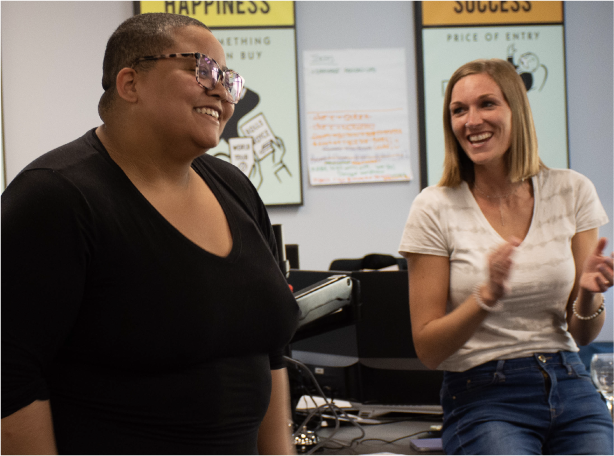 All smiles working at Trinet.