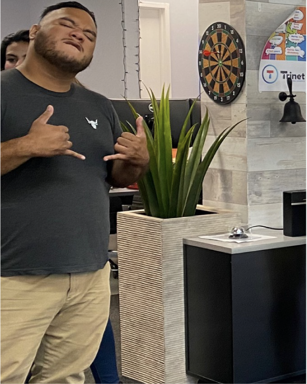 Hanging loose in the games room!