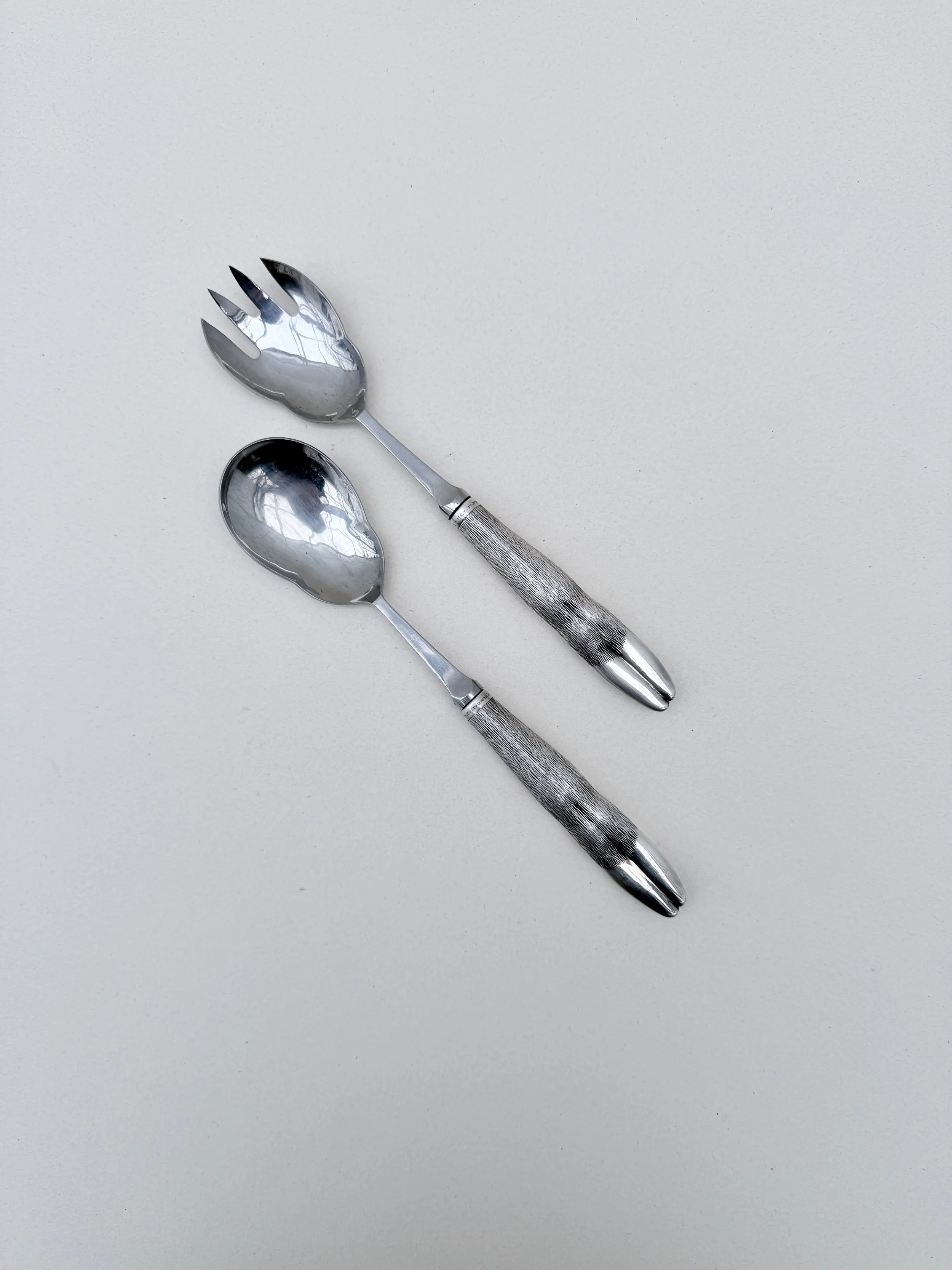 Couverts a salade de Christian DIOR manche en argent massif 925, Italie