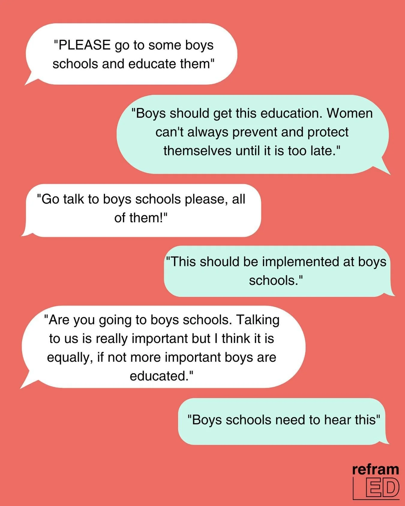 Over the weekend I went through every piece of feedback I&rsquo;ve received from students who participated in a reframED seminar 💬💬 the most common piece of feedback&hellip; WHAT ABOUT THE BOYS 🙌🏼 if you are a boys school, or a co-ed school we wo