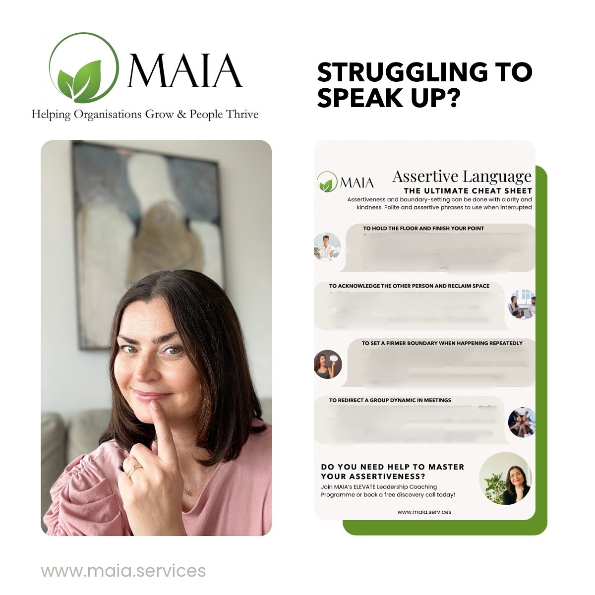 Ever left a meeting thinking: “I wish I’d spoken up”?
Assertive communication isn’t about being forceful; it’s about being clear, respectful, and confident.
My Assertive Language Ultimate Cheat Sheet gives you the exac