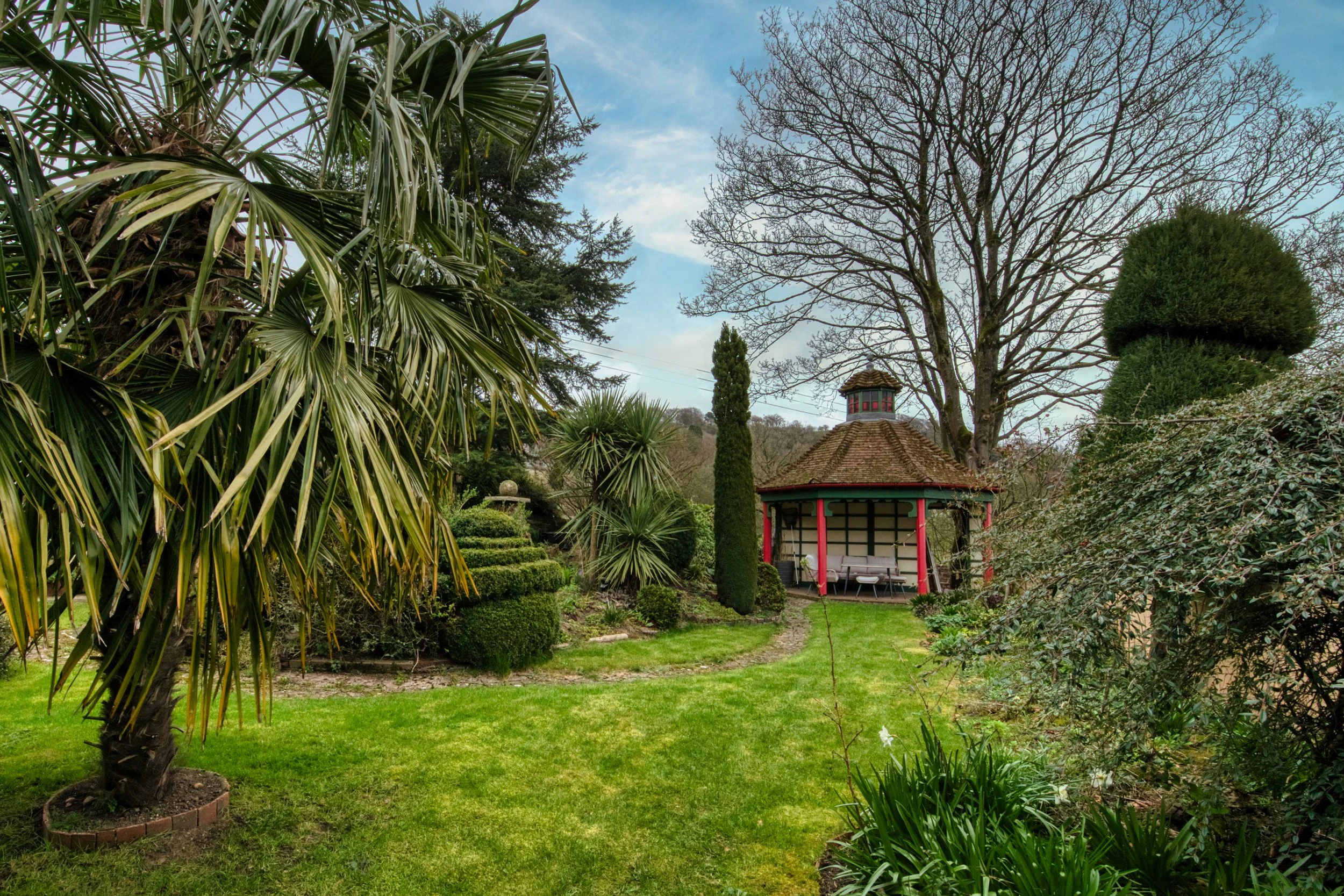 Pagoda, palm tree and lawn.jpg