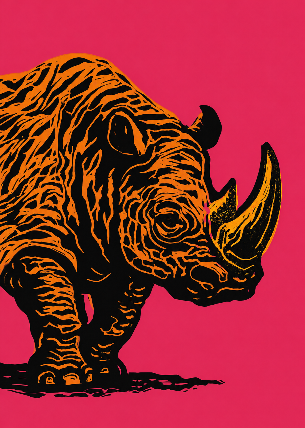 Rhino Popart Linocut Pink Orange Yellow.png