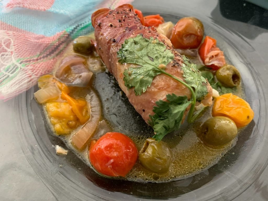 Cod Wrapped in Parma Ham with Cherry Tomato and Olive Traybake Recipe