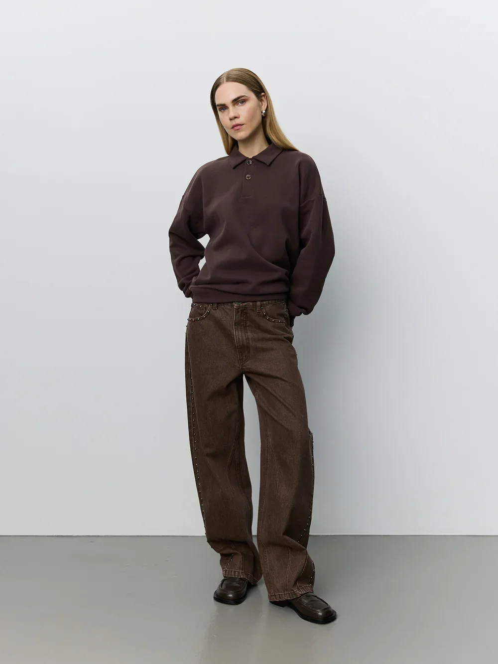 LUMESW Polo Sweatshirt Dark Brown