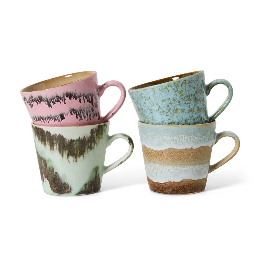 70s Ceramics: Cappuccino Mugs - Dada (set van 4)