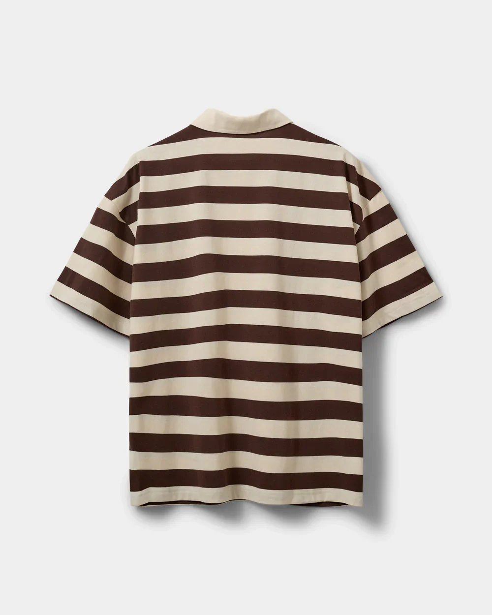 Pilsw Oversize Striped Polo Shirt - Off White Striped