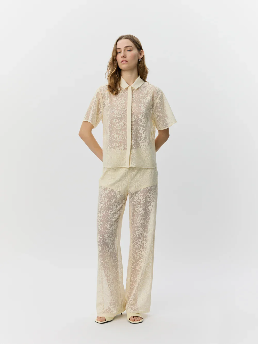 Ivysw Crochet Lace Trousers - Cream White