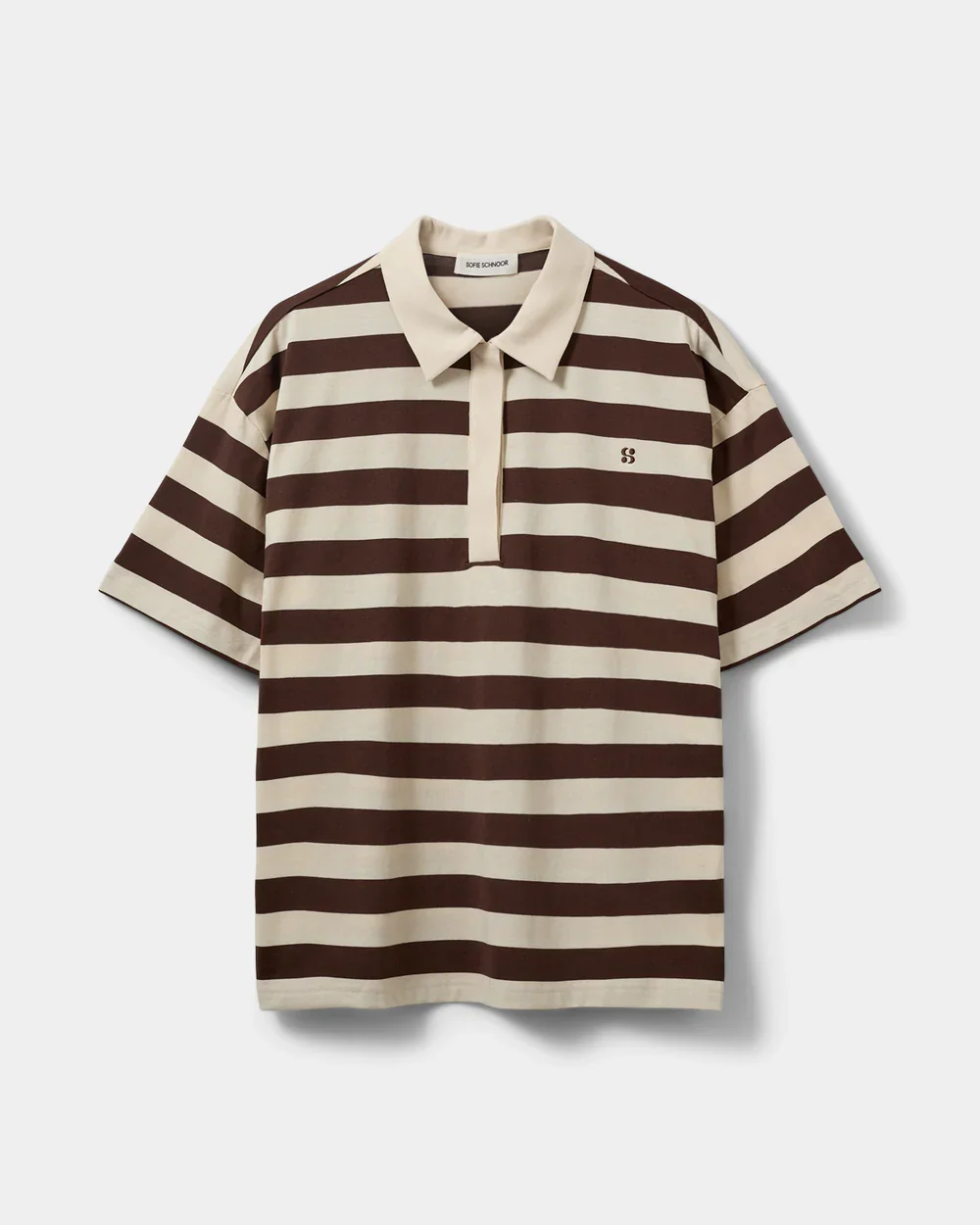 Pilsw Oversize Striped Polo Shirt - Off White Striped