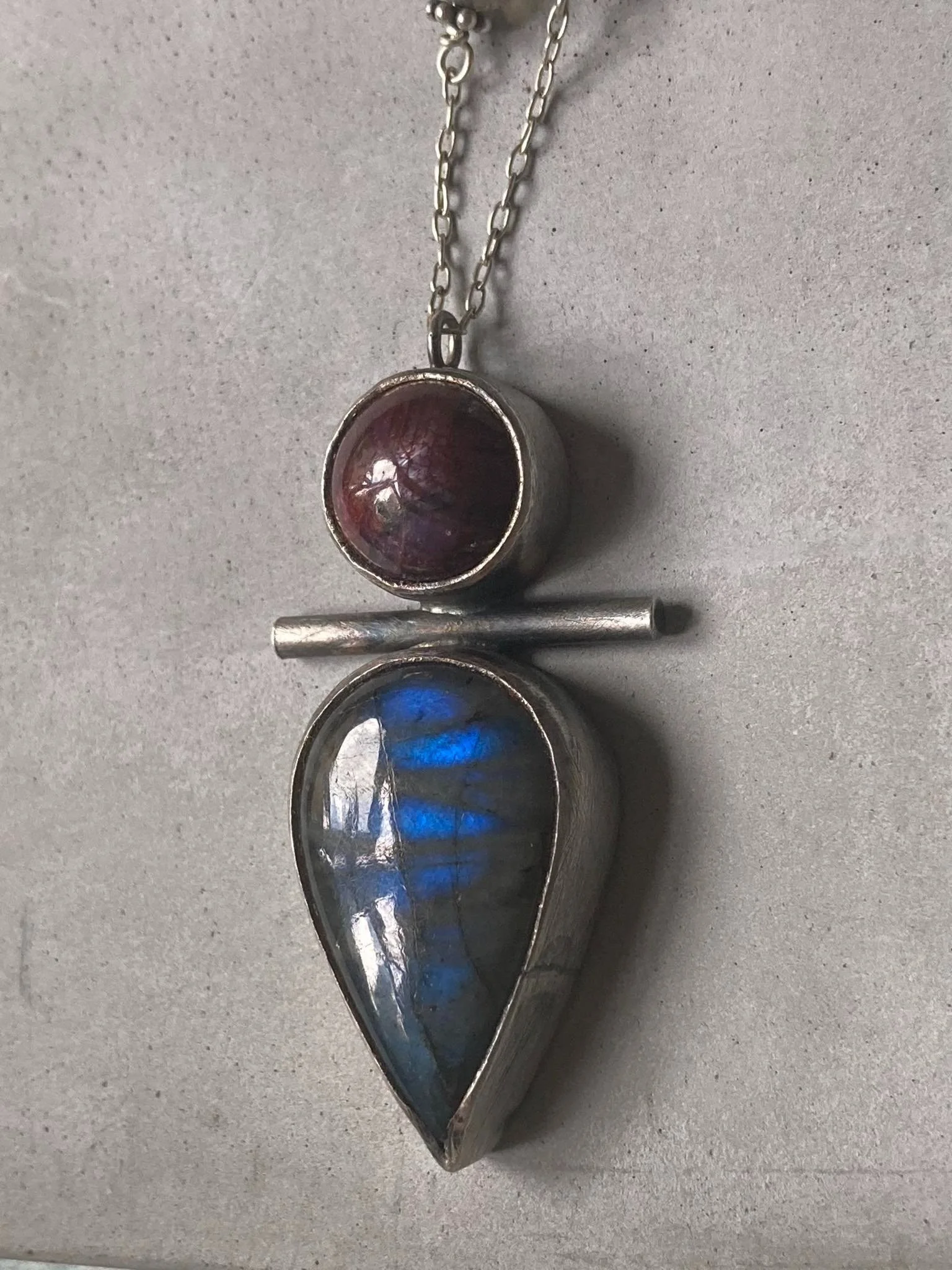 Star Ruby & Labradorite Gothic Totem Necklace