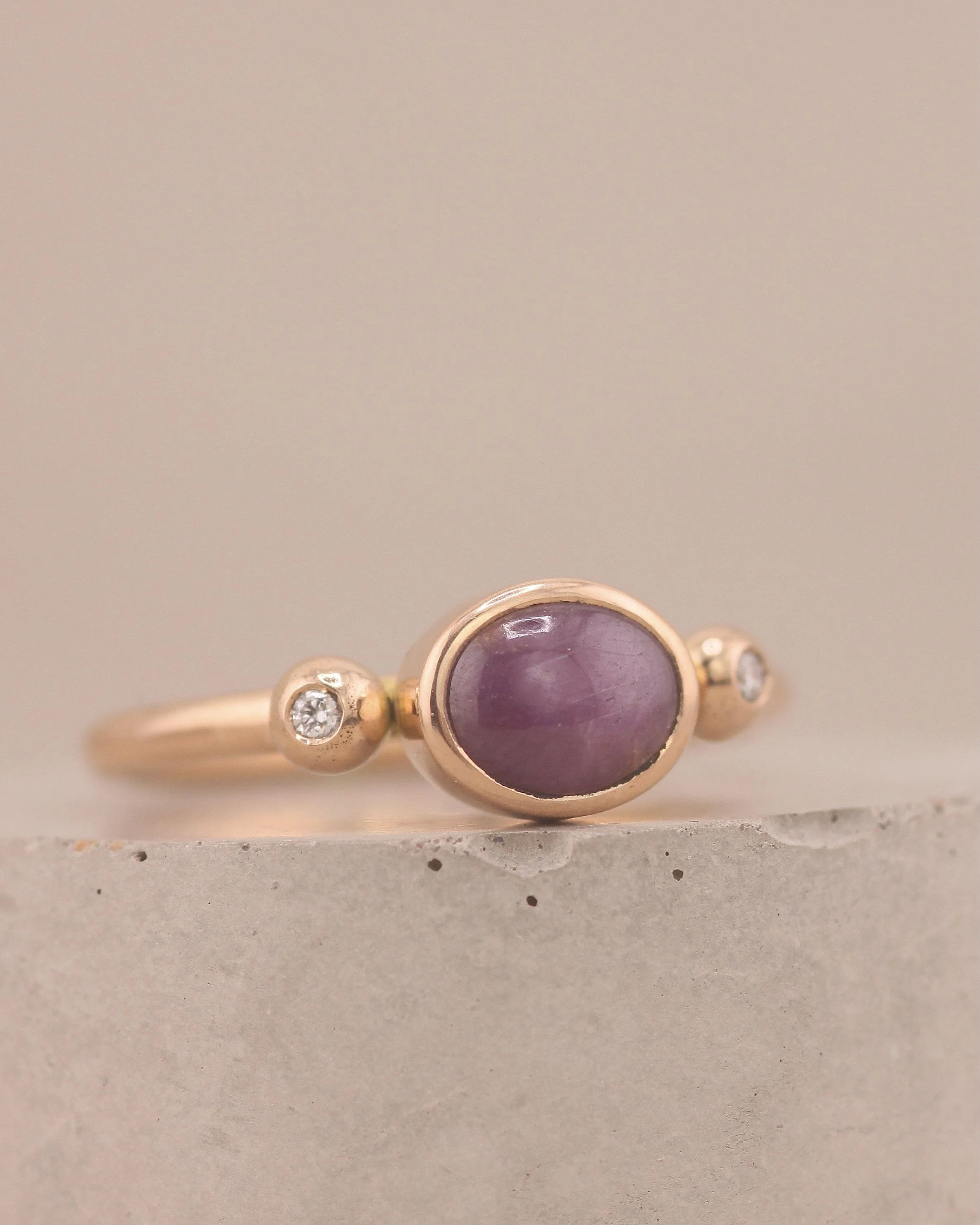 18ct Rose Gold Star Ruby & Diamond Roman Style Ring